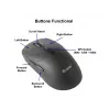 EQUIP Ambidextrous 6-Button Dual Mode Wireless Mouse, optinė 1600 DPI, RF + Bluetooth, juoda