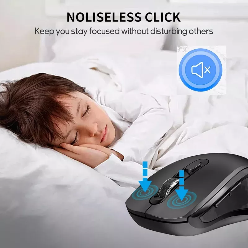 EQUIP Ambidextrous 6-Button Dual Mode Wireless Mouse, optinė 1600 DPI, RF + Bluetooth, juoda