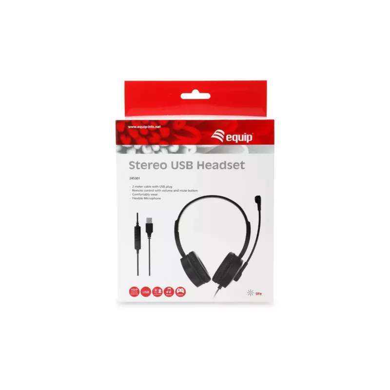 Ausinės Equip 245301 laidinės USB