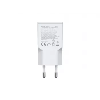 EQUIP 2-Port 30W GaN Slim USB PD įkroviklis – USB‑C x1, USB‑A x1, 100–240V, maks. 20V, baltas