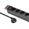 Maitinimo juosta QOLTEC 54603 – 1U montuojama stove, 16A įėjimas, 4× SCHUKO lizdai