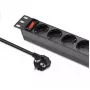 Maitinimo juosta QOLTEC 54603 – 1U montuojama stove, 16A įėjimas, 4× SCHUKO lizdai