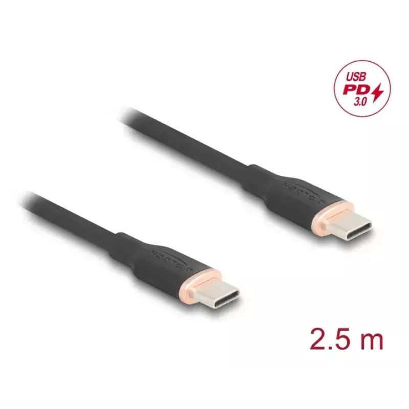 USB C laidas DeLOCK 81239 2,5 m USB C juodas USB 2.0 0,48 Gbit/s