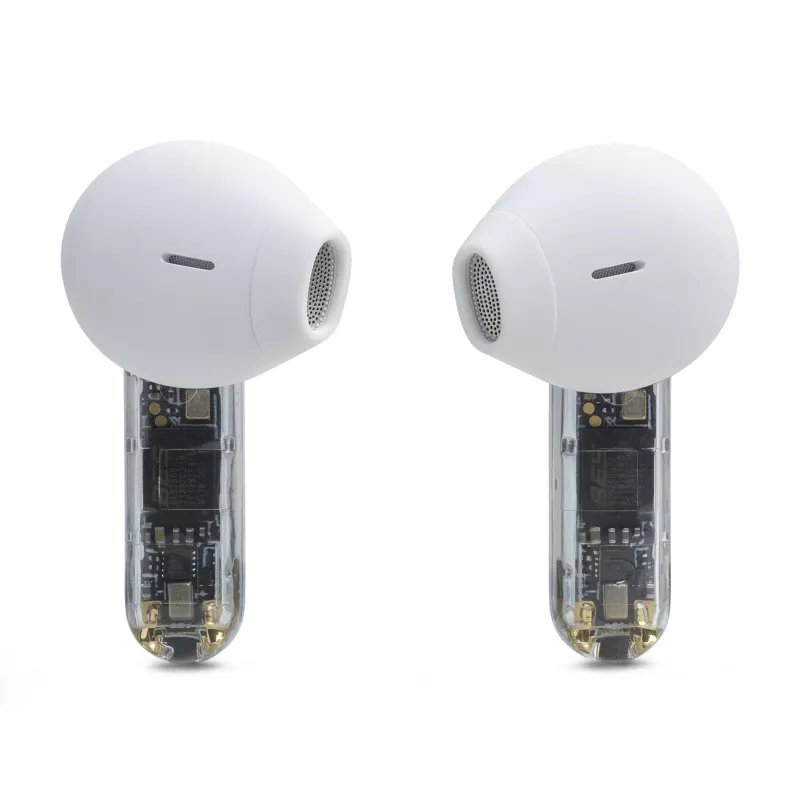JBL Tune Flex Ghost Edition ausinės True Wireless Stereo (TWS) Į ausis Skambučiai/Muzika Bluetooth Permatomos, Baltos