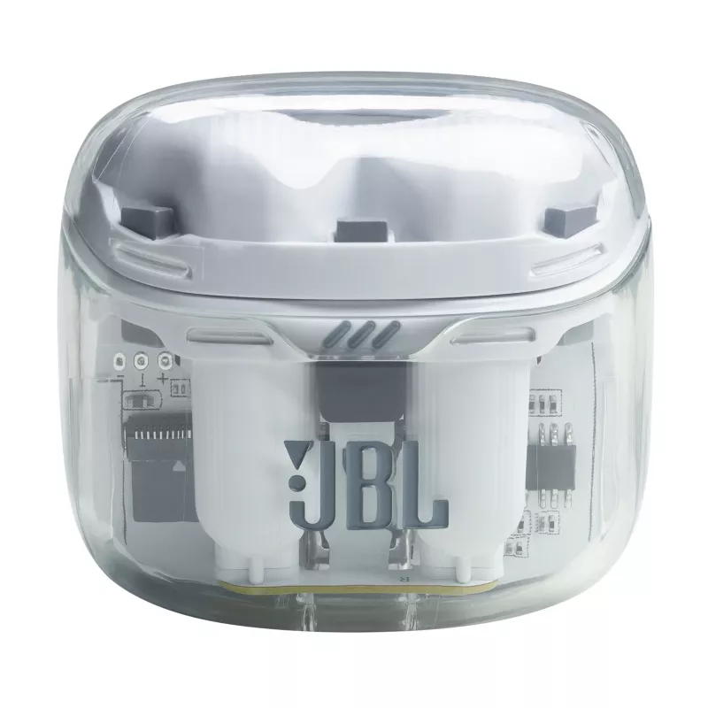 JBL Tune Flex Ghost Edition ausinės True Wireless Stereo (TWS) Į ausis Skambučiai/Muzika Bluetooth Permatomos, Baltos