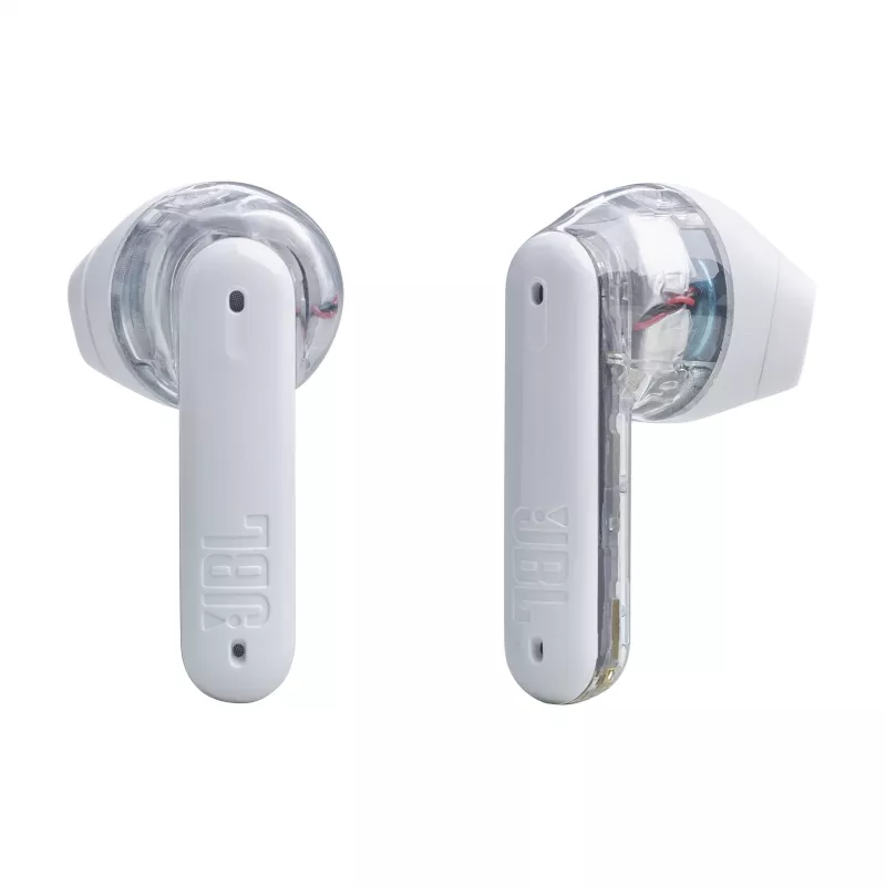 JBL Tune Flex Ghost Edition ausinės True Wireless Stereo (TWS) Į ausis Skambučiai/Muzika Bluetooth Permatomos, Baltos