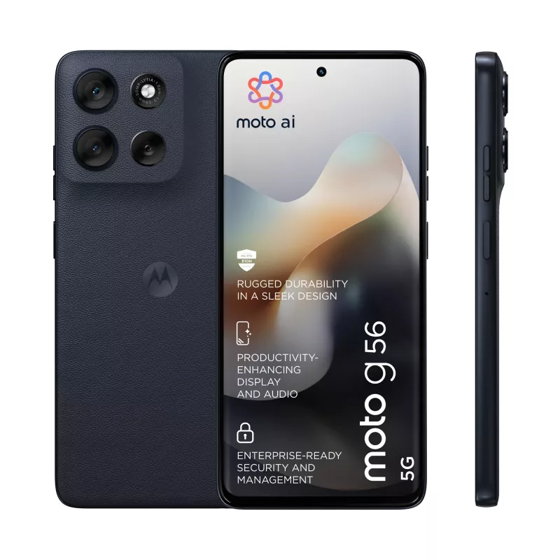 Išmanusis telefonas MOTOROLA moto g56 5G 6,72 colio (17,1 cm) Hibridinė Dual SIM, MediaTek Dimensity 7060 2,6 GHz, 8 GB RAM, 256 GB, 5200 mAh, Juoda