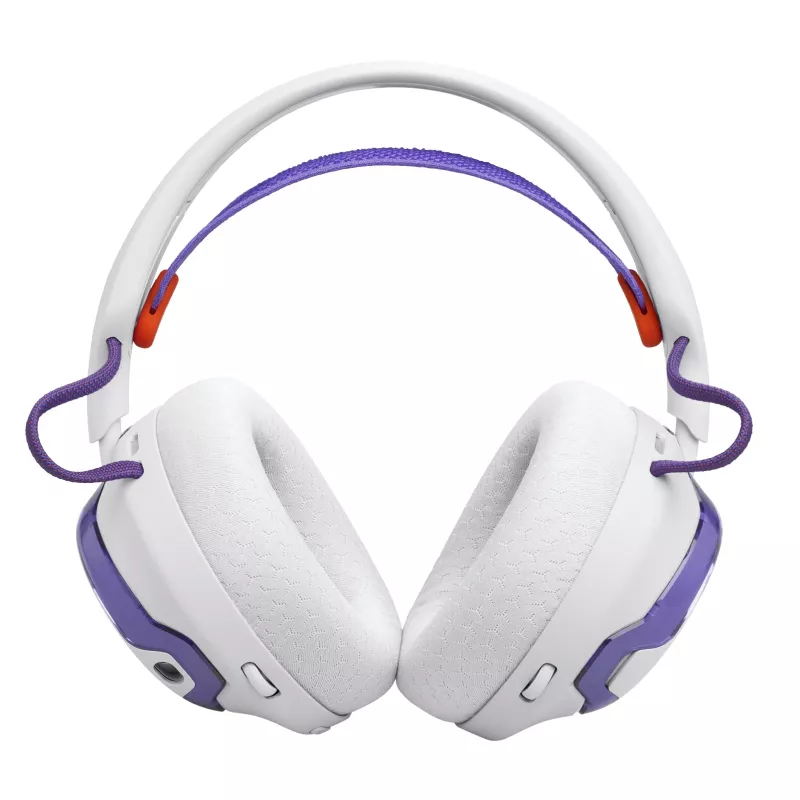Žaidimų ausinės JBL Quantum 650 – belaidės Bluetooth, USB-C, uždedamos, lankeliu, baltos, 20–20000 Hz