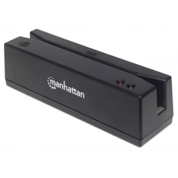Manhattan USB-A magnetinės juostos kortelių skaitytuvas, trijų takelių, klaviatūros tilto dekoderis, kabelis 1,5 m, juodas, trejų metų garantija