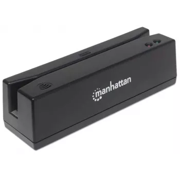 Manhattan USB-A magnetinės juostos kortelių skaitytuvas, trijų takelių, klaviatūros tilto dekoderis, kabelis 1,5 m, juodas, trejų metų garantija