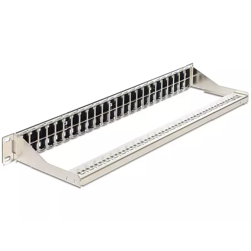 Delock 43280 Keystone komutacinė panelė, 19", 48 prievadų, 1U, juoda