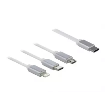 DeLOCK USB Type-C 3 in 1 ištraukiamas įkrovimo laidas Lightning Micro USB USB Type-C 0,98 m