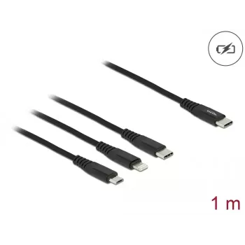 USB įkrovimo laidas DeLOCK 87149 3 in 1 USB Type-C į Lightning Micro USB 1 m