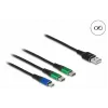 DeLOCK USB įkrovimo laidas 3 in 1 Type-A į Micro USB / 2 x USB Type-C 1 m