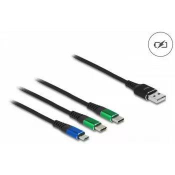 DeLOCK USB įkrovimo laidas 3 in 1 Type-A į Micro USB / 2 x USB Type-C 1 m