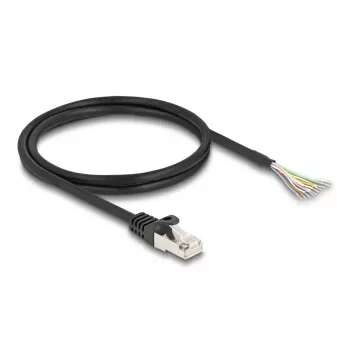 DeLOCK RJ50 (vyriškas) į atvirus laidų galus S/FTP 1 m juodas kabelis