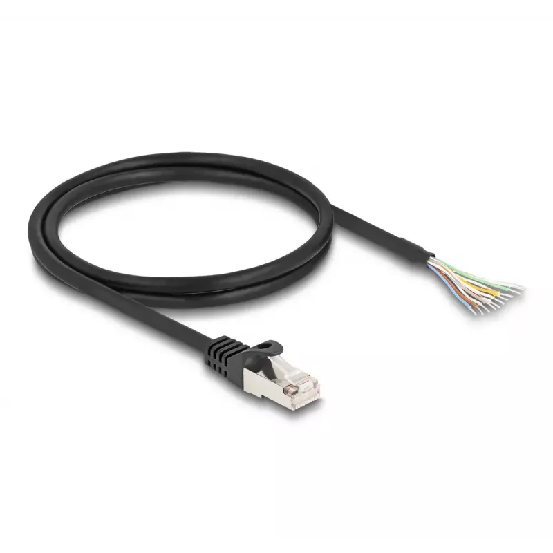 DeLOCK RJ50 (vyriškas) į atvirus laidų galus S/FTP 1 m juodas kabelis