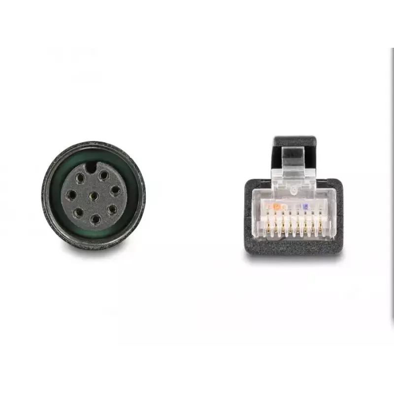DeLOCK M12 adapterio kabelis A-koduotas 8 kontaktų moteriškas į RJ45 vyrišką 50 cm