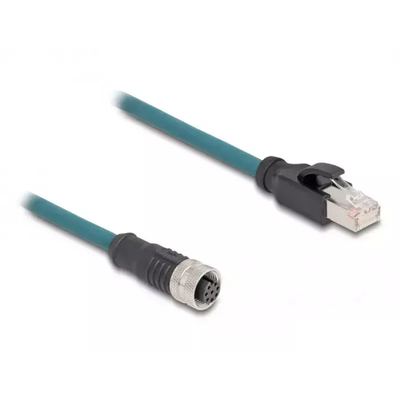 DeLOCK M12 adapterio kabelis A-koduotas 8 kontaktų moteriškas į RJ45 vyrišką 50 cm