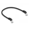 Tinklo kabelis DeLOCK RJ45 Cat.6A S/FTP 45° žemyn lenktu kaiščiu 0,5 m juodas