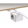 DeLOCK 11497 3-iejų lizdų kištukinis kubas su 1,5 m ilgintuvo kabeliu, USB įkrovikliu, apsauga nuo vaikų, baltas