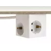 DeLOCK 11497 3-iejų lizdų kištukinis kubas su 1,5 m ilgintuvo kabeliu, USB įkrovikliu, apsauga nuo vaikų, baltas