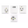 DeLOCK 11497 3-iejų lizdų kištukinis kubas su 1,5 m ilgintuvo kabeliu, USB įkrovikliu, apsauga nuo vaikų, baltas