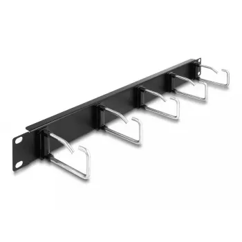 Kabelių valdymo panelė DeLOCK 19 colių 66918 su 5 metaliniais kabliukais juoda