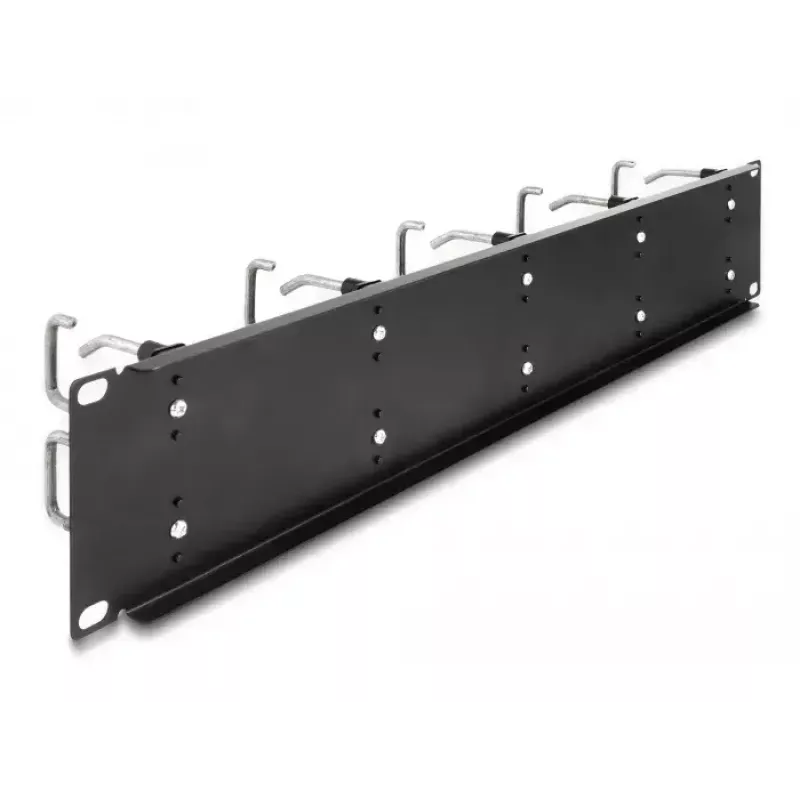 Kabelių tvarkymo panelė DeLOCK 19 colių 66919 su 10 metalinių kabliukų juoda