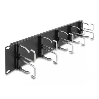 Kabelių tvarkymo panelė DeLOCK 19 colių 66919 su 10 metalinių kabliukų juoda