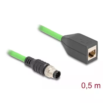 DeLOCK 60570 pramoninis Ethernet kabelis, M12, 0,5 m, UL 94