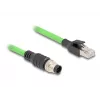 Tinklo kabelis DeLOCK M12 A-koduotas 8 kontaktų kištukas į RJ45 kištuką PUR (TPU) 5 m