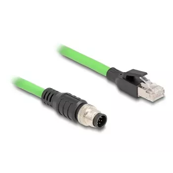 Tinklo kabelis DeLOCK M12 A-koduotas 8 kontaktų kištukas į RJ45 kištuką PUR (TPU) 5 m