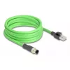 Tinklo kabelis DeLOCK M12 D-koduotas 4 kontaktų vyriškas į RJ45 vyrišką PUR (TPU) 1 m