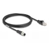 Tinklo kabelis DeLOCK M12 A-koduotas 8 kontaktų kištukas į RJ45 kištuką Cat5e 2 m Juodas