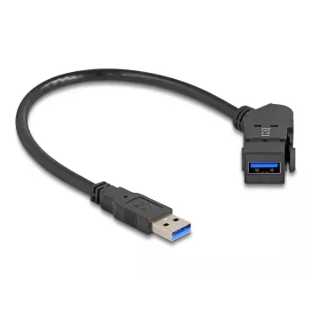 DeLOCK USB 5 Gbps Type-A lizdas 45° kampinis montavimui į skydelį su 30 cm laidu, juoda