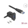 DeLOCK USB 5 Gbps Type-A lizdas 45° kampinis montavimui į skydelį su 30 cm laidu, juoda