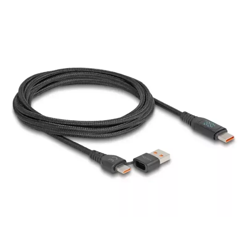 DeLOCK USB 2.0 greito įkrovimo laidas USB Type-C + USB Type-A kištukas į USB Type-C kištuką PD 3.1 140 W 1,20 m