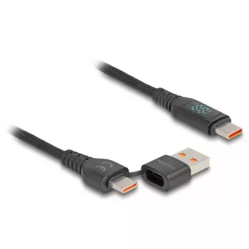 DeLOCK USB 2.0 greito įkrovimo laidas USB Type-C + USB Type-A kištukas į USB Type-C kištuką PD 3.1 140 W 1,20 m