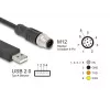 DeLOCK jutiklio/vykdiklio kabelis 1,8 m M12 USB 2.0 Type-A juodas