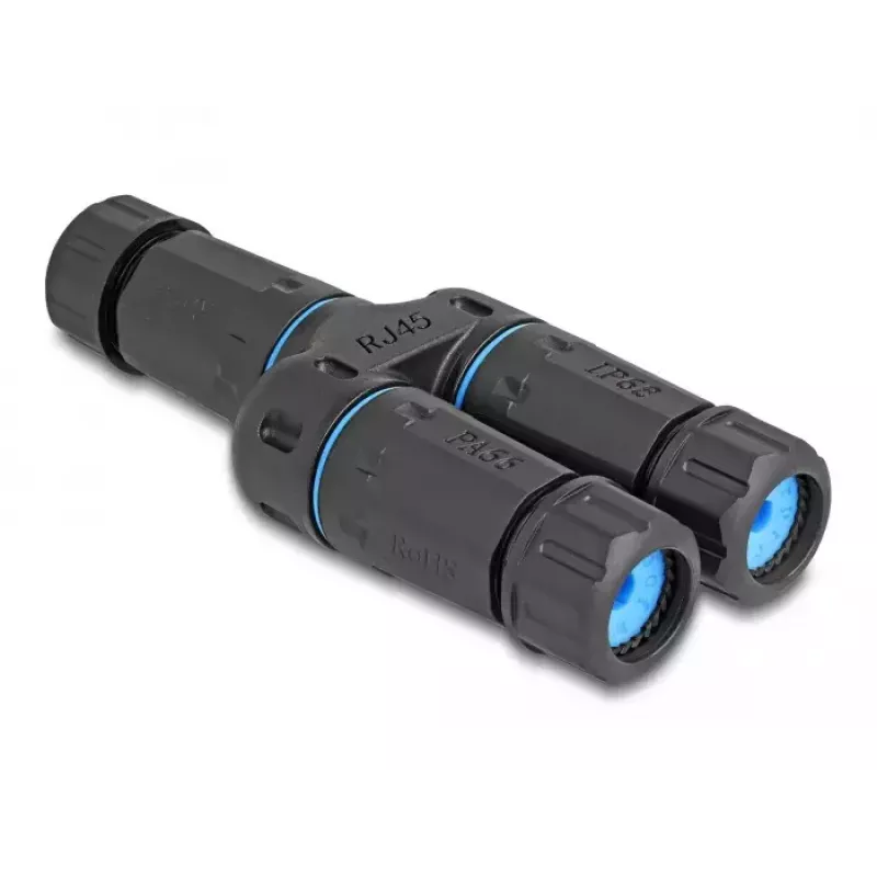 DeLOCK RJ45 jungtis į 2 x RJ45 lizdus Cat.6A vandeniui atspari