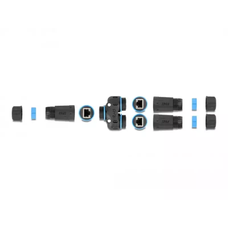 DeLOCK RJ45 jungtis į 2 x RJ45 lizdus Cat.6A vandeniui atspari