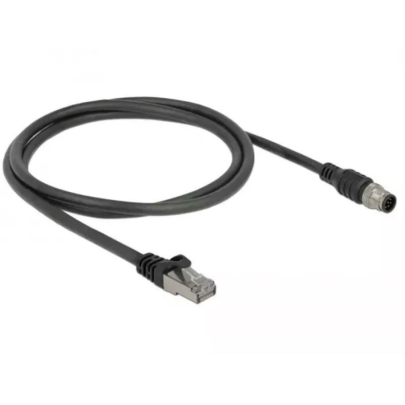DeLOCK 84922 tinklo kabelis RJ-45 M12 Cat5e 1 m juodas