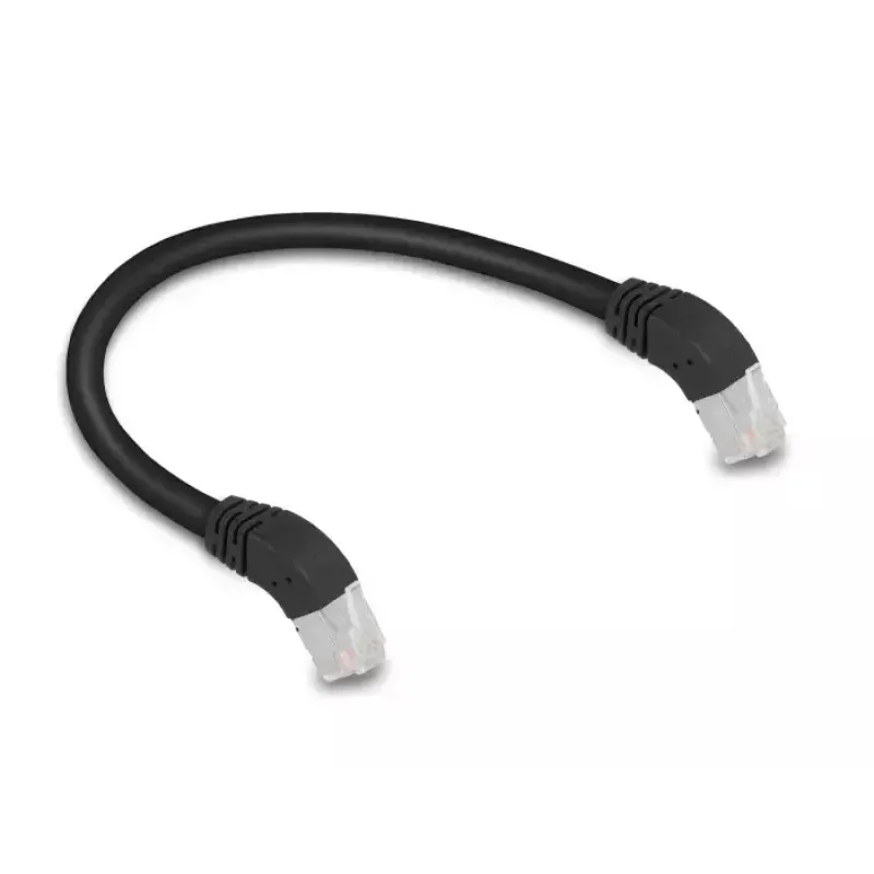 DeLOCK RJ45 Cat.6A S/FTP tinklo kabelis 45° žemyn 0,25 m juodas