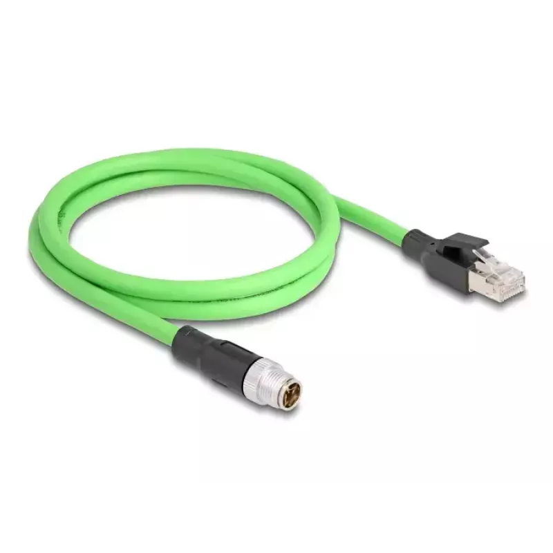 Tinklo kabelis DeLOCK M12 X-coded 8 pin kištukas į RJ45 kištuką PUR TPU 2 m