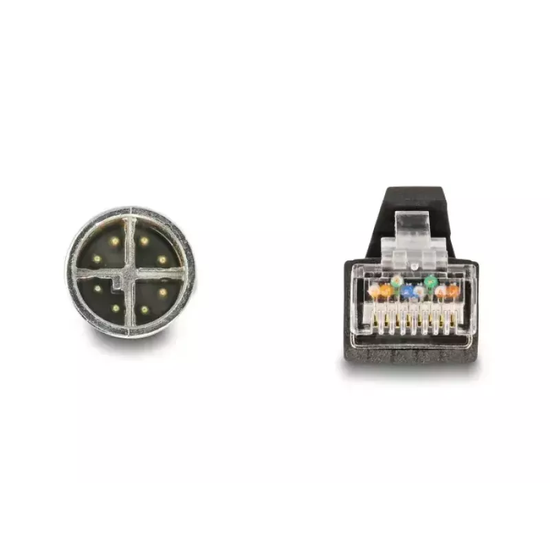 Tinklo kabelis DeLOCK M12 X-coded 8 pin kištukas į RJ45 kištuką PUR TPU 2 m