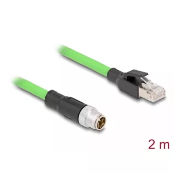 Tinklo kabelis DeLOCK M12 X-coded 8 pin kištukas į RJ45 kištuką PUR TPU 2 m