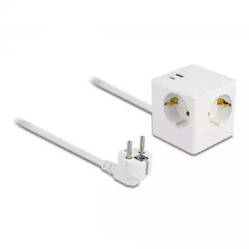 DeLOCK 11502 Prailgintuvas su kištukais 1,5 m 3 AC lizdai Baltas
