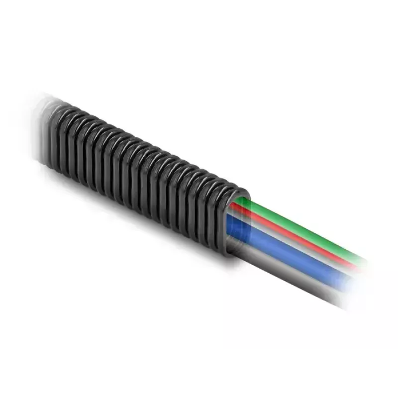 DELOCK plastikinis lankstus ovalus kabelių apsauginis gofruotas vamzdelis 13,6 x 6,3 mm, 5 m, juodas