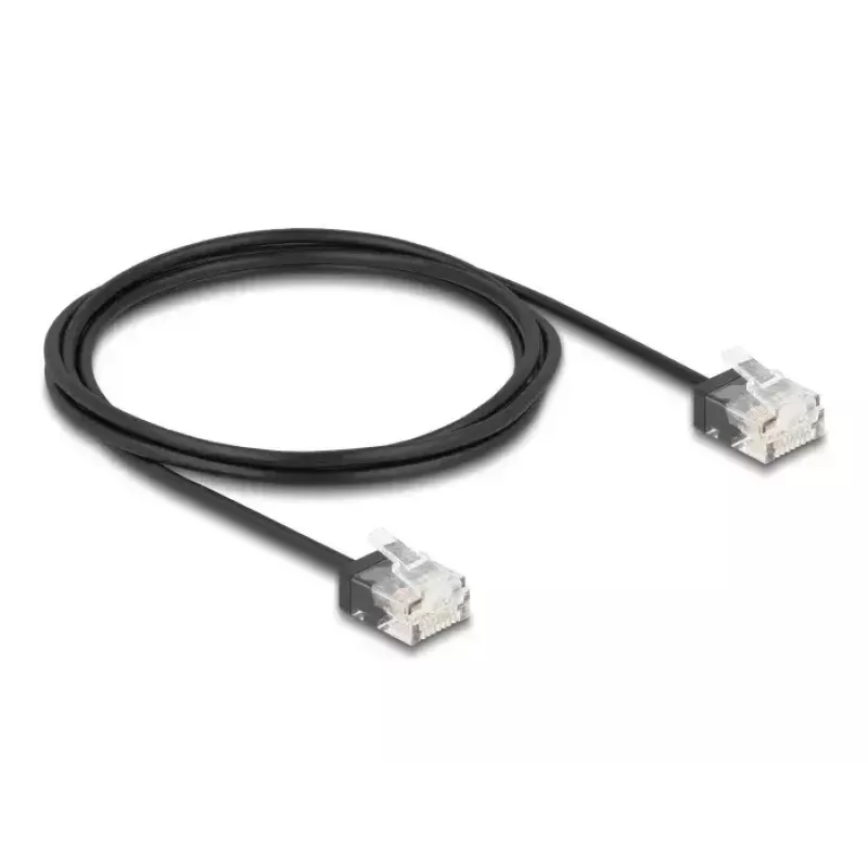 Tinklo kabelis DeLOCK RJ45 Cat.6 UTP Ultra Slim 2m Juodas